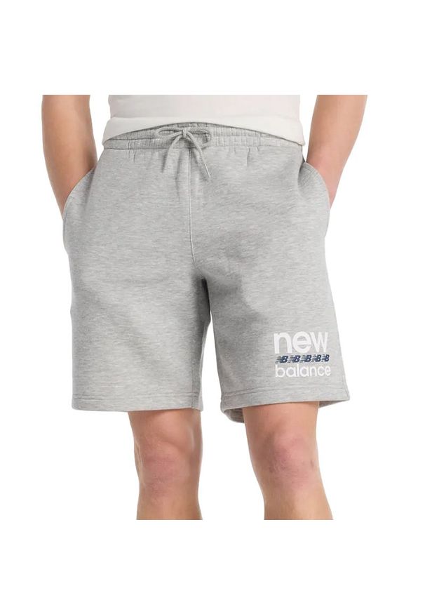 Spodenki New Balance MS51940AG - szare. Kolor: szary. Materiał: bawełna, dresówka, poliester. Sport: fitness