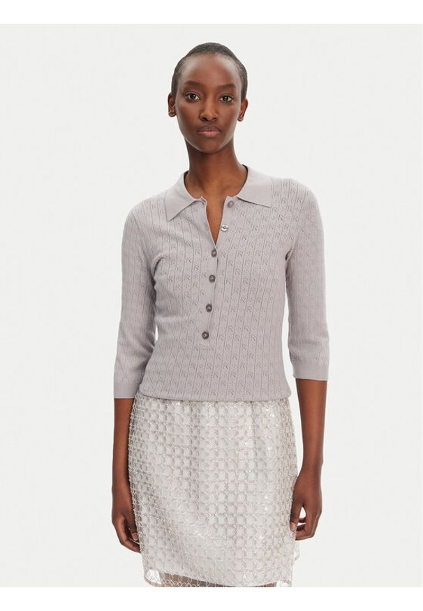 ROTATE Sweter 113785039 Szary Slim Fit. Kolor: szary. Materiał: wiskoza