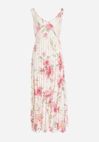 Born2be - Beżowa Sukienka o Rozkloszowanym Kroju z Plisami i Dekoltem w Serek Nitolina. Okazja: na spacer, na co dzień. Typ kołnierza: dekolt w serek. Kolor: beżowy. Materiał: jeans. Długość rękawa: na ramiączkach. Typ sukienki: rozkloszowane. Styl: casual #3