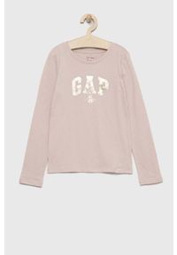 GAP longsleeve bawełniany dziecięcy x Disney kolor beżowy. Okazja: na co dzień. Kolor: beżowy. Materiał: bawełna. Długość rękawa: długi rękaw. Wzór: motyw z bajki. Styl: casual #1