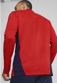 Puma - Męska bluza treningowa z zamkiem 1/4 FC Red Bull Salzburg PUMA Red Navy Blue. Kolor: czerwony, niebieski, wielokolorowy. Sport: fitness