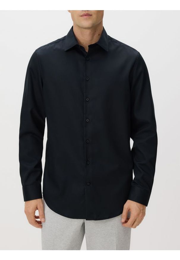 Reserved - Bawełniana koszula slim fit - czarny. Kolor: czarny. Materiał: bawełna