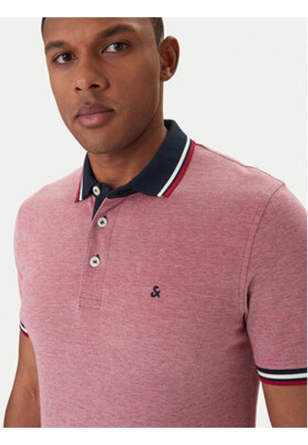 Jack & Jones Polo Paulos 12136668 Czerwony Slim Fit. Typ kołnierza: polo. Kolor: czerwony. Materiał: bawełna