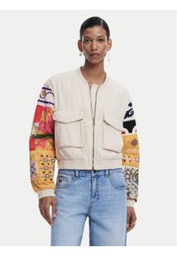 Desigual Kurtka bomber Austin 25SWEW51 Beżowy Regular Fit. Kolor: beżowy. Materiał: len