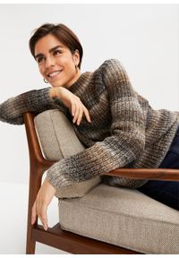 bonprix - Sweter w melanżowym kolorze. Kolor: brązowy. Wzór: melanż #1