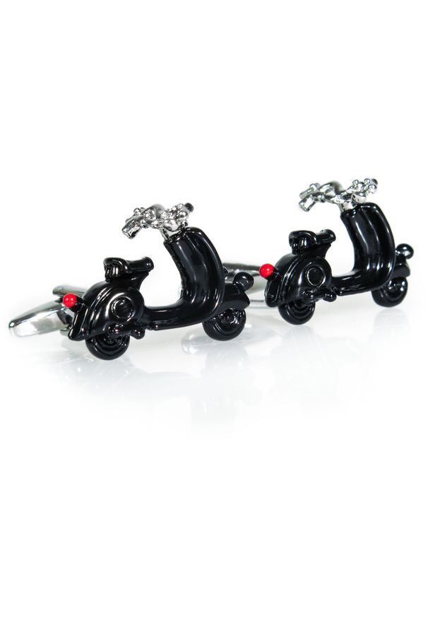 Modini - Czarne spinki do mankietów - Skuter/Vespa U208. Kolor: czarny