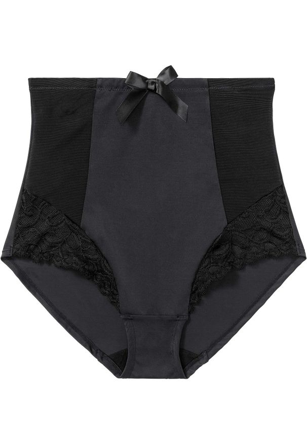 bonprix - Figi panty shape, średni stopień modelowania sylwetki. Kolor: czarny. Materiał: koronka