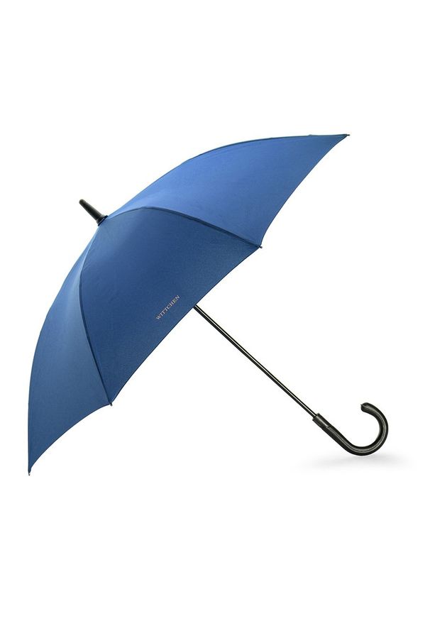 Wittchen - Parasol półautomatyczny z logo. Kolor: niebieski. Materiał: materiał, poliester, włókno