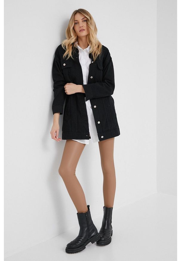 Answear Lab kurtka jeansowa damska kolor czarny przejściowa. Kolor: czarny. Materiał: jeans. Styl: wakacyjny