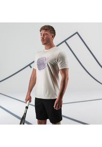 ARTENGO - Koszulka tenisowa męska Artengo TTS Soft Ball Gaël Monfils. Kolor: biały. Materiał: materiał, bawełna, elastan, lyocell. Sport: tenis