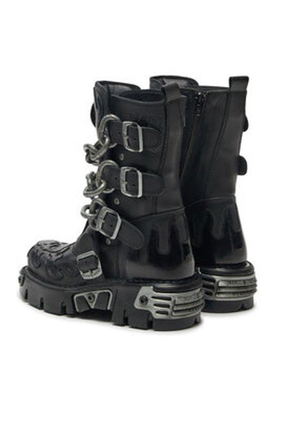 NEW ROCK Glany M-727-S5 Czarny. Kolor: czarny. Materiał: skóra. Styl: rockowy