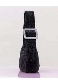 BENEDETTA BRUZZICHES - Czarna kryształowa torebka Pina Bausch. Kolor: czarny. Materiał: satyna, jedwab. Wzór: aplikacja