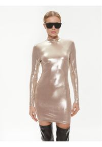 Calvin Klein Jeans Sukienka codzienna J20J222512 Złoty Slim Fit. Okazja: na co dzień. Kolor: złoty. Materiał: syntetyk. Typ sukienki: proste. Styl: casual #1