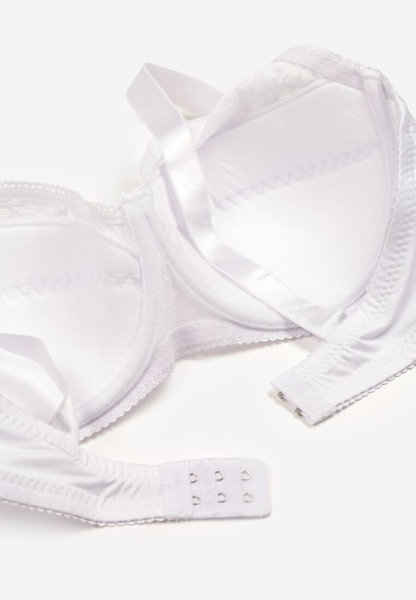 Renee - Biały Biustonosz Koronkowy z Usztywnieniem i Regulowanymi Ramiączkami Lurefia. Kolor: biały. Materiał: koronka. Wzór: koronka