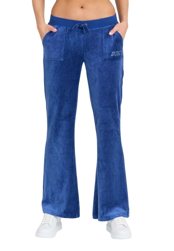Juicy Couture - JUICY COUTURE Damskie niebieskie spodnie Heritage Crown Caisa Low Rise Pant, Rozmiar XS. Kolor: niebieski. Materiał: materiał, bawełna, poliamid. Długość: długie