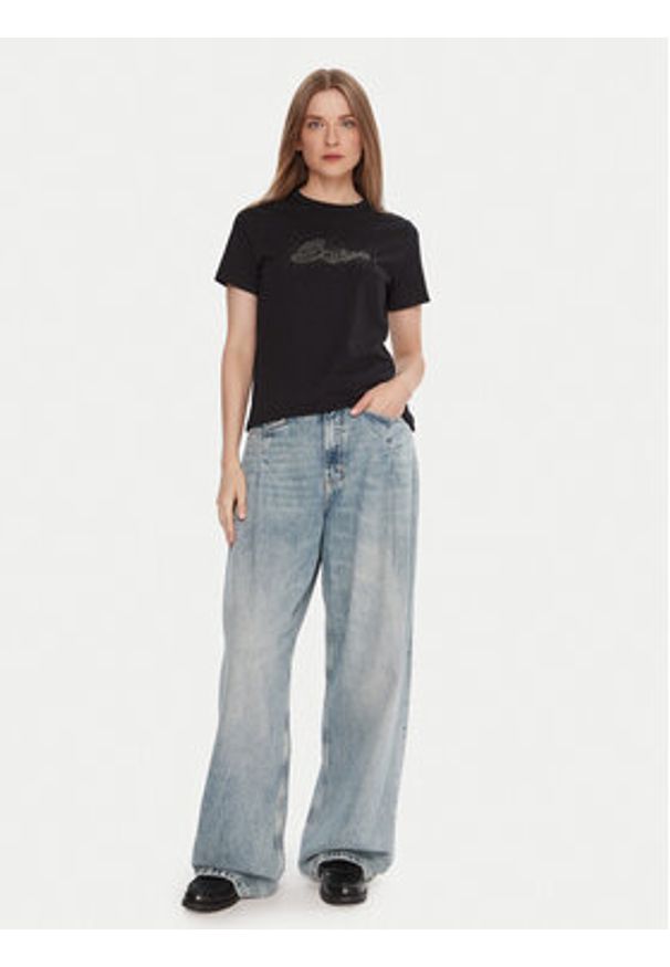 BOSS T-Shirt C_Elogo 50551428 Czarny Slim Fit. Kolor: czarny. Materiał: bawełna