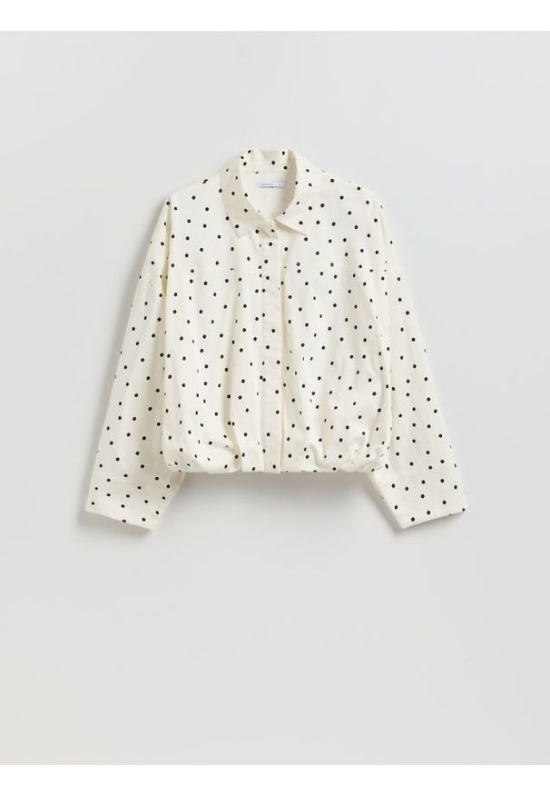 Reserved - Koszula w groszki - złamana biel. Materiał: tkanina, bawełna. Wzór: grochy