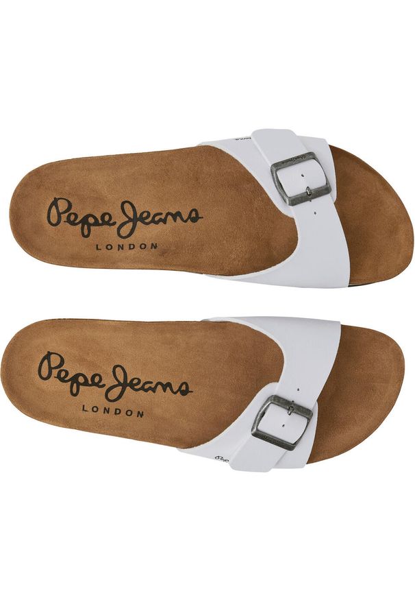 Klapki Pepe Jeans Bio M Single Champion, Mężczyźni. Kolor: biały. Materiał: syntetyk, materiał. Sport: pływanie, fitness