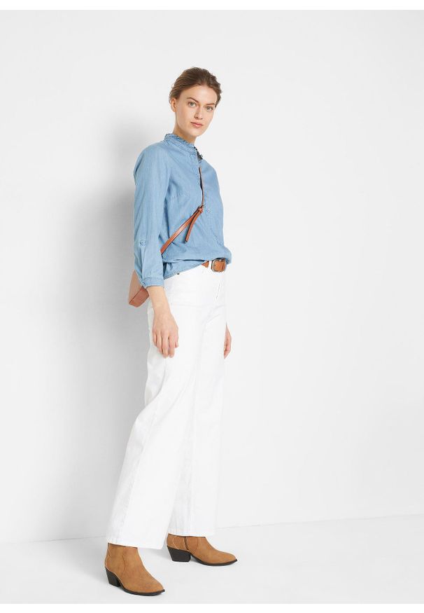bonprix - Dżinsy ze stretchem Wide Fit, mid waist. Kolor: biały