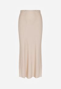 Renee - Beżowa Koktajlowa Spódnica z Satyny o Rozkloszowanym Kroju Zinnivira. Kolor: beżowy. Materiał: satyna. Styl: wizytowy #7