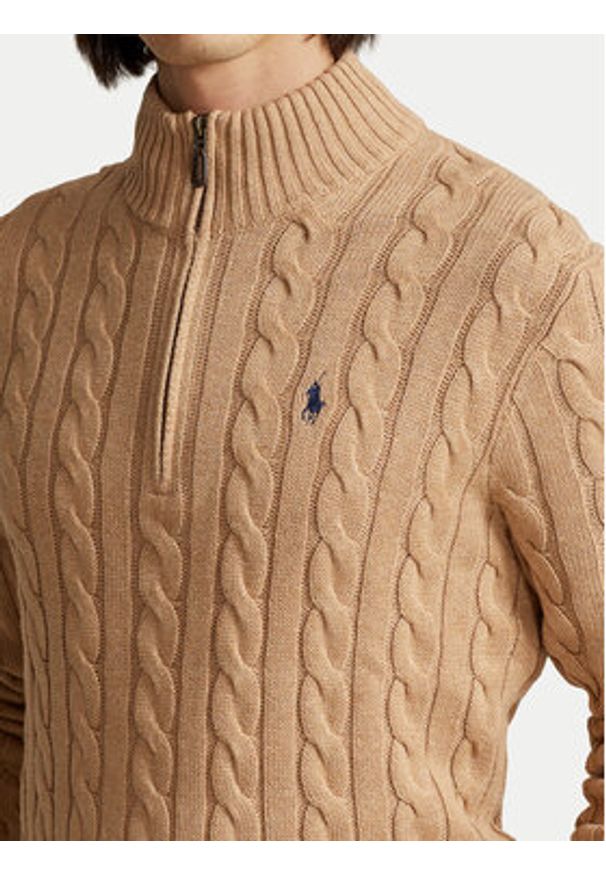 Polo Ralph Lauren Sweter 710810841003 Beżowy Regular Fit. Typ kołnierza: polo. Kolor: beżowy. Materiał: bawełna