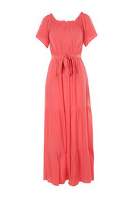 Born2be - Ciemnoróżowa Sukienka Kissorise. Kolor: pomarańczowy, różowy. Materiał: materiał. Długość rękawa: krótki rękaw. Sezon: wiosna, lato. Długość: maxi #5