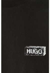Hugo - Spodnie. Kolor: czarny. Materiał: bawełna, dzianina. Wzór: aplikacja #4