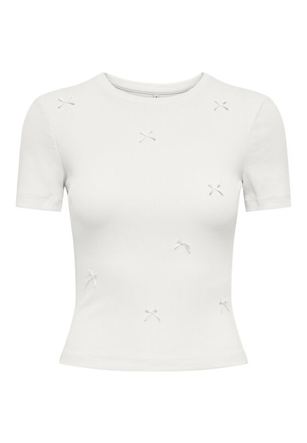 only - ONLY T-Shirt Femke 15369336 Kremowy Slim Fit. Kolor: kremowy. Materiał: bawełna