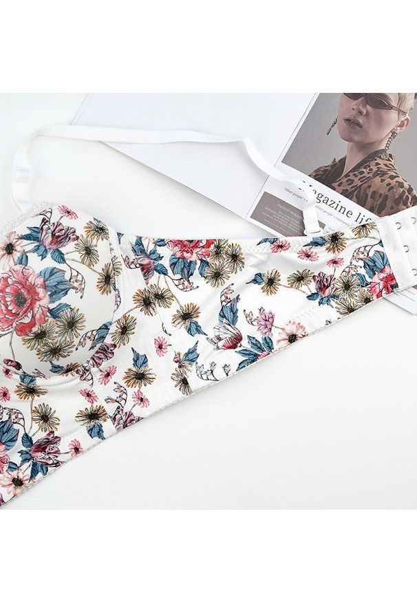 Intica - Biustonosz gorsetowy z podparciem i zdobieniami Larussia. Kolor: wielokolorowy. Materiał: materiał. Wzór: aplikacja