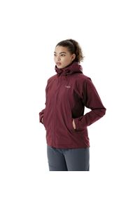 Kurtka przeciwdeszczowa damska Rab Downpour Eco Jacket z kapturem. Typ kołnierza: kaptur. Kolor: czerwony. Sport: turystyka piesza