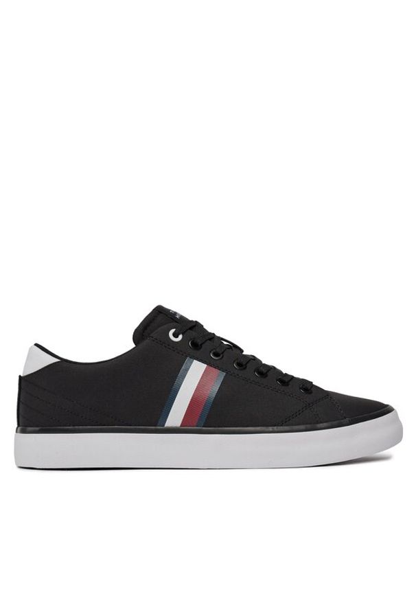 TOMMY HILFIGER - Tommy Hilfiger Sneakersy Th Hi Vulc Low Stripes Mesh FM0FM04946 Czarny. Kolor: czarny. Materiał: materiał