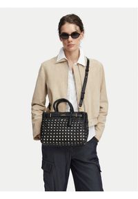 TOMMY HILFIGER - Tommy Hilfiger Torebka American Icon Mini Tote Braided AW0AW18734 Czarny. Kolor: czarny. Materiał: skórzane #1