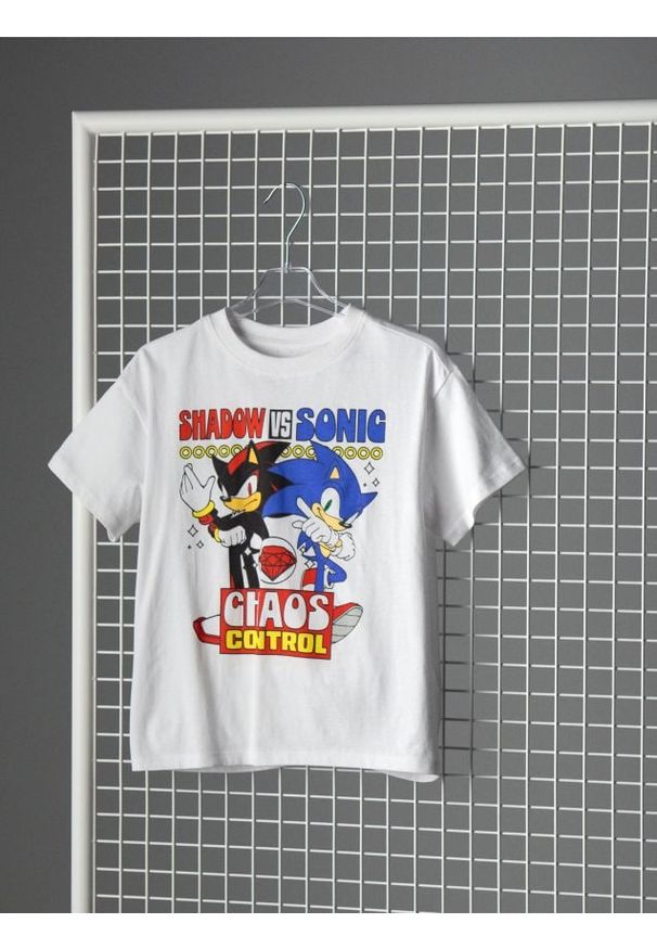 Sinsay - Koszulka z nadrukiem Sonic the Hedgehog - biały. Kolor: biały. Wzór: nadruk