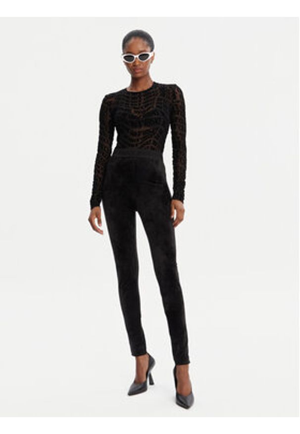 Versace Jeans Couture Legginsy 79HAC101 J0241 Czarny Slim Fit. Kolor: czarny. Materiał: syntetyk