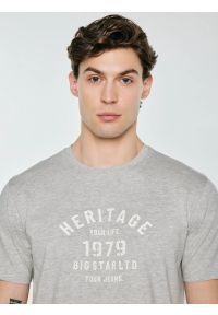 Big-Star - Koszulka męska z nadrukiem szara Serter 901. Okazja: na co dzień. Kolor: szary. Materiał: materiał, bawełna, denim, dzianina, skóra. Długość rękawa: krótki rękaw. Długość: krótkie. Wzór: nadruk. Styl: klasyczny, casual #3