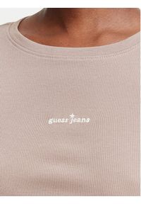 Guess Jeans Bluzka W6YP14 K3821 Beżowy Slim Fit. Kolor: beżowy. Materiał: bawełna #3