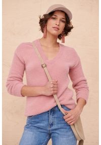 blue shadow - Sweter Damski Verdura BS P. Róż. Typ kołnierza: dekolt w serek. Kolor: różowy. Materiał: poliamid, tkanina. Styl: sportowy #1