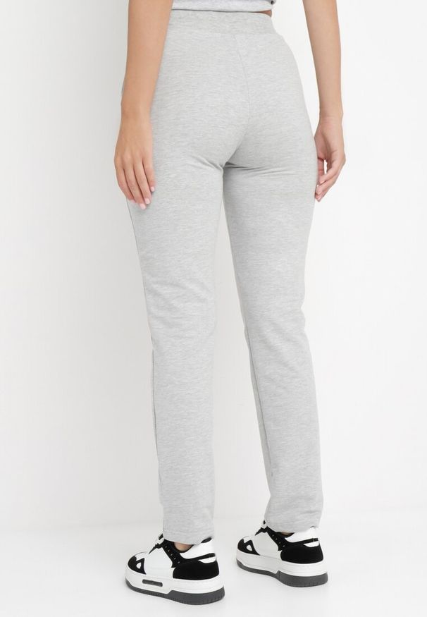 Born2be - Szare Spodnie Dresowe z Satynową Wstążką Tenula. Okazja: na co dzień. Kolor: szary. Materiał: satyna, dresówka. Styl: casual