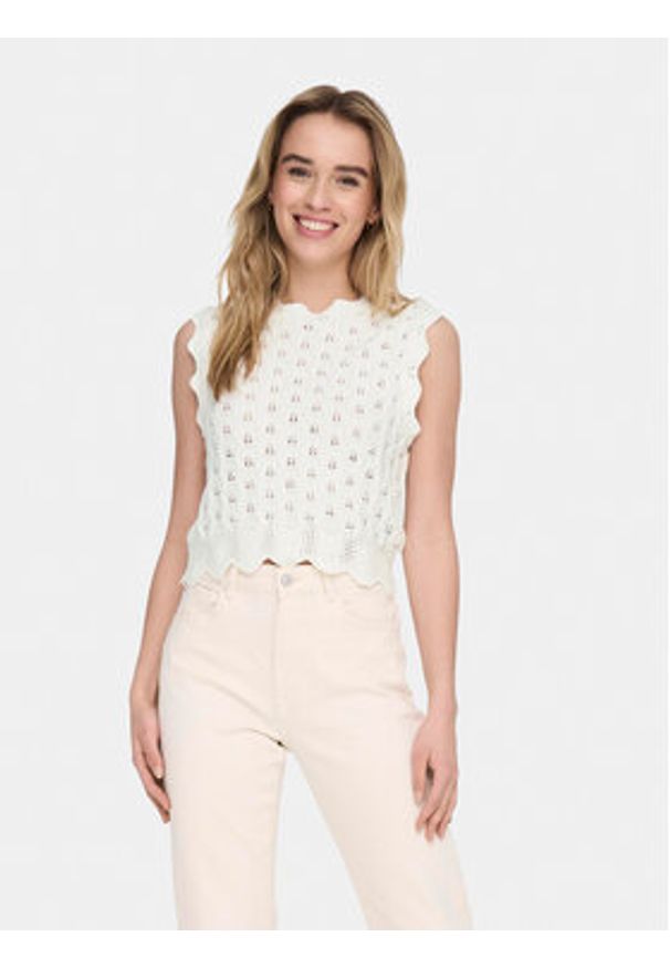 only - ONLY Bluzka Luna 15291602 Écru Regular Fit. Materiał: syntetyk, bawełna