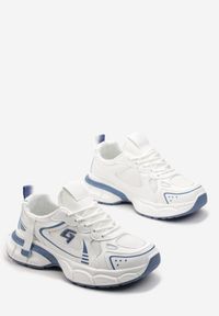 Born2be - Biało-Niebieskie Sneakersy na Grubej Podeszwie Luccetta. Kolor: biały #3