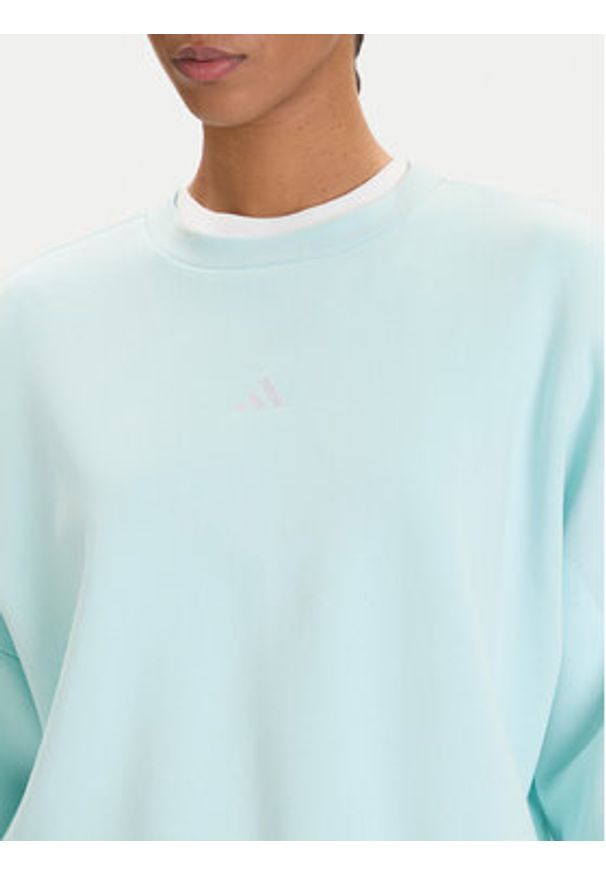 Adidas - adidas Bluza Essentials Small Logo Feelcozy JV7300 Zielony Loose Fit. Kolor: zielony. Materiał: syntetyk, bawełna