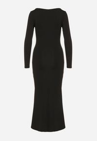 Born2be - Czarna Koktajlowa Sukienka z Wiskozą i Metaliczną Ozdobą Refare. Okazja: na imprezę. Kolor: czarny. Materiał: wiskoza. Wzór: aplikacja. Styl: wizytowy #3