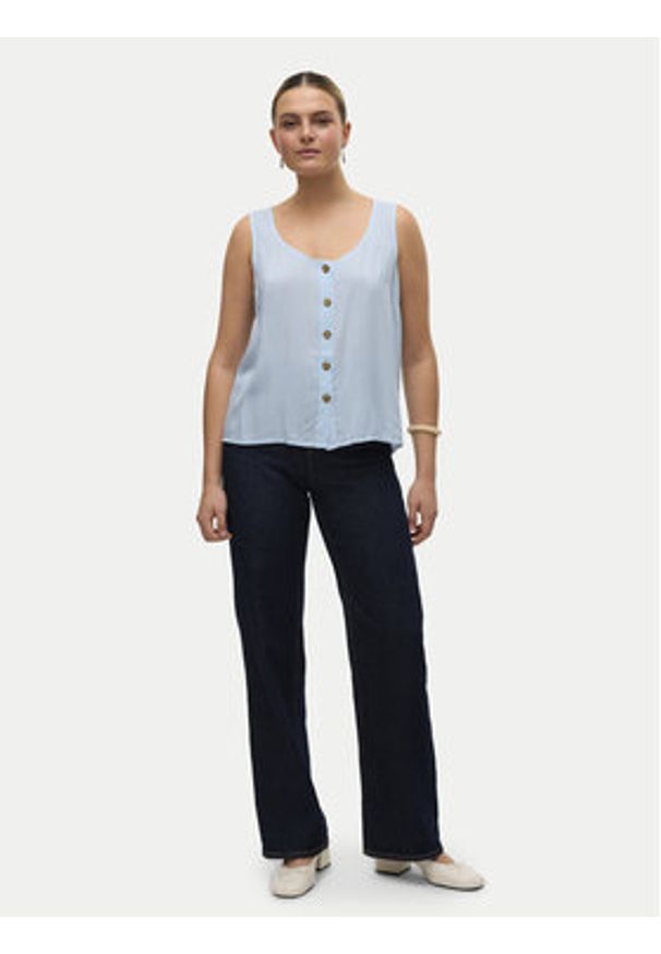 Vero Moda Top Bumpy 10325830 Błękitny Standard Fit. Kolor: niebieski. Materiał: wiskoza
