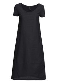 Sukienka lniana bonprix czarny. Kolor: czarny. Materiał: len #1