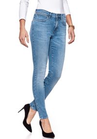 Wrangler - WRANGLER HIGH RISE SKINNY PEKIN SKY W27HFS17S. Stan: podwyższony. Wzór: aplikacja #3