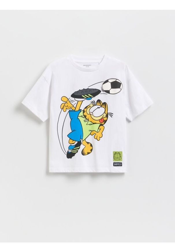 Reserved - T-shirt GARFIELD - biały. Kolor: biały. Materiał: bawełna, dzianina