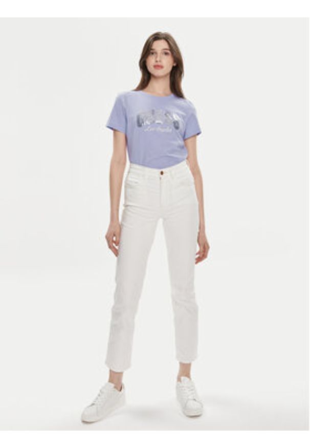 Guess T-Shirt Ss Rn Sequins Logo T W4GI31 I3Z14 Fioletowy Regular Fit. Kolor: fioletowy. Materiał: bawełna