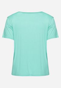 Born2be - Zielony T-shirt Koszulka z Krótkim Rękawem z Dekoltem Ozdobionym Koronką i Cyrkoniami Novilla. Okazja: na co dzień. Kolekcja: plus size. Kolor: zielony. Materiał: koronka. Długość rękawa: krótki rękaw. Długość: krótkie. Wzór: aplikacja, koronka. Styl: klasyczny, casual, elegancki #7