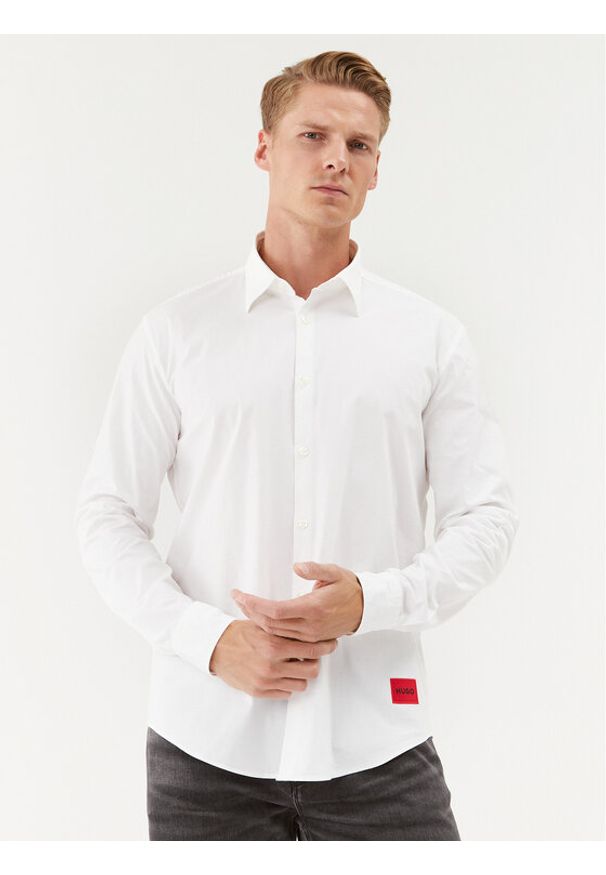 Hugo Koszula Ermo 50490733 Biały Slim Fit. Kolor: biały. Materiał: bawełna