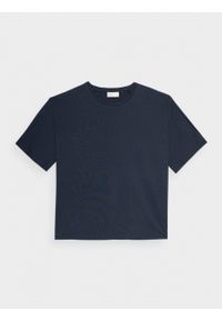 outhorn - T-shirt gładki damski - granatowy. Okazja: na co dzień. Kolor: niebieski. Materiał: bawełna, materiał, jeans, dresówka, dzianina. Długość rękawa: krótki rękaw. Wzór: gładki. Styl: casual, sportowy #1